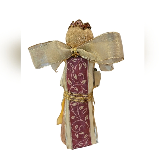 Vintage Made In France 9" Handmade Gold Silk Blend Angel Tree Topper - Picture 3 of 7